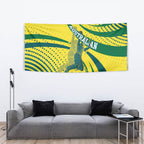 Australian Boomers Basketball Tapestry Abstract Wave Halftone Pattern With Dynamic Athlete Silhouette