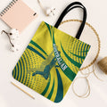 Australian Boomers Basketball Tote Bag Abstract Wave Halftone Pattern With Dynamic Athlete Silhouette