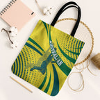 Australian Boomers Basketball Tote Bag Abstract Wave Halftone Pattern With Dynamic Athlete Silhouette