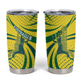 Australian Boomers Basketball Tumbler Cup Abstract Wave Halftone Pattern With Dynamic Athlete Silhouette