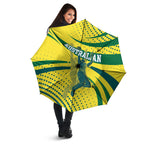 Australian Boomers Basketball Umbrella Abstract Wave Halftone Pattern With Dynamic Athlete Silhouette