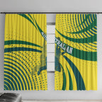 Australian Boomers Basketball Window Curtain Abstract Wave Halftone Pattern With Dynamic Athlete Silhouette