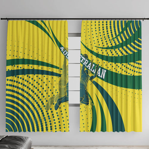 Australian Boomers Basketball Window Curtain Abstract Wave Halftone Pattern With Dynamic Athlete Silhouette