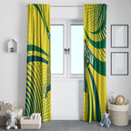 Australian Boomers Basketball Window Curtain Abstract Wave Halftone Pattern With Dynamic Athlete Silhouette