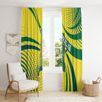 Australian Boomers Basketball Window Curtain Abstract Wave Halftone Pattern With Dynamic Athlete Silhouette