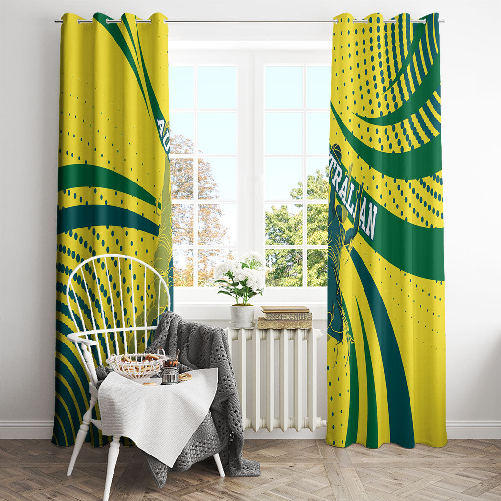 Australian Boomers Basketball Window Curtain Abstract Wave Halftone Pattern With Dynamic Athlete Silhouette