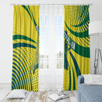 Australian Boomers Basketball Window Curtain Abstract Wave Halftone Pattern With Dynamic Athlete Silhouette