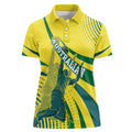 Australian Boomers Basketball Women Polo Shirt Abstract Wave Halftone Pattern With Dynamic Athlete Silhouette