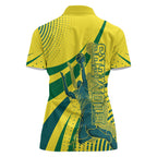 Australian Boomers Basketball Women Polo Shirt Abstract Wave Halftone Pattern With Dynamic Athlete Silhouette