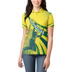 Australian Boomers Basketball Women Polo Shirt Abstract Wave Halftone Pattern With Dynamic Athlete Silhouette
