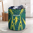 Australian Opals Basketball Laundry Basket Iconic Green And Gold Silhouette With Sharp Abstract Graphics