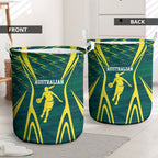Australian Opals Basketball Laundry Basket Iconic Green And Gold Silhouette With Sharp Abstract Graphics