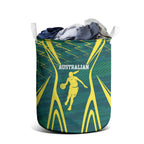 Australian Opals Basketball Laundry Basket Iconic Green And Gold Silhouette With Sharp Abstract Graphics