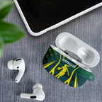 Australian Opals Basketball AirPods Case Iconic Green And Gold Silhouette With Sharp Abstract Graphics