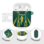 Australian Opals Basketball AirPods Case Iconic Green And Gold Silhouette With Sharp Abstract Graphics