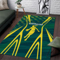 Australian Opals Basketball Area Rug Iconic Green And Gold Silhouette With Sharp Abstract Graphics