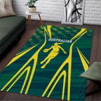 Australian Opals Basketball Area Rug Iconic Green And Gold Silhouette With Sharp Abstract Graphics