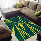Australian Opals Basketball Area Rug Iconic Green And Gold Silhouette With Sharp Abstract Graphics