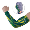 Australian Opals Basketball Arm Sleeves Iconic Green And Gold Silhouette With Sharp Abstract Graphics