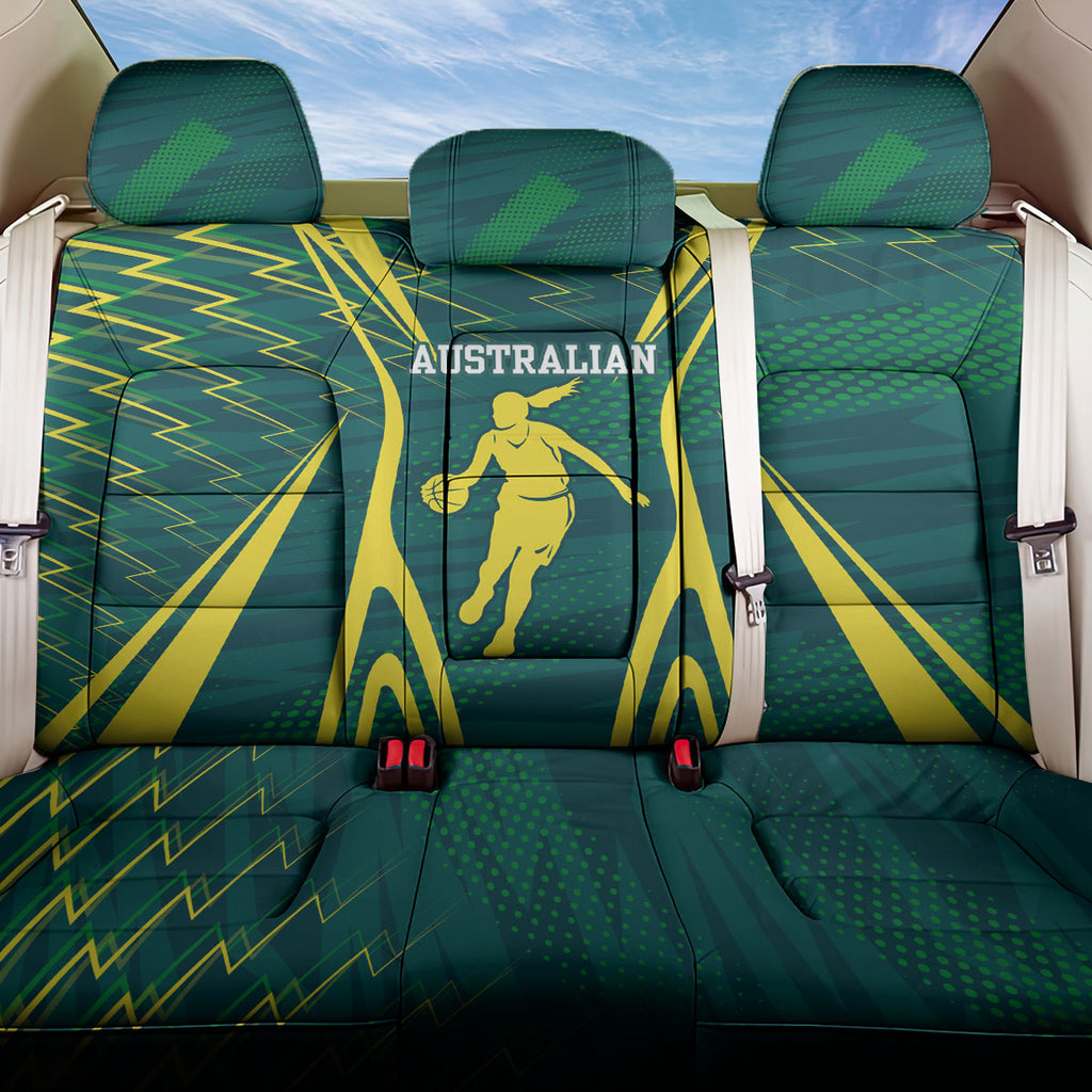 Australian Opals Basketball Back Car Seat Cover Iconic Green And Gold Silhouette With Sharp Abstract Graphics