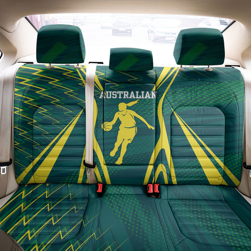 Australian Opals Basketball Back Car Seat Cover Iconic Green And Gold Silhouette With Sharp Abstract Graphics