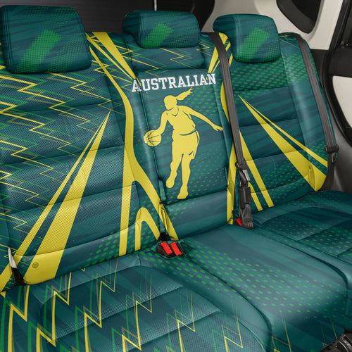 Australian Opals Basketball Back Car Seat Cover Iconic Green And Gold Silhouette With Sharp Abstract Graphics