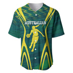 Australian Opals Basketball Baseball Jersey Iconic Green And Gold Silhouette With Sharp Abstract Graphics