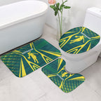 Australian Opals Basketball Bathroom Set Iconic Green And Gold Silhouette With Sharp Abstract Graphics