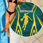 Australian Opals Basketball Beach Blanket Iconic Green And Gold Silhouette With Sharp Abstract Graphics