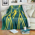Australian Opals Basketball Blanket Iconic Green And Gold Silhouette With Sharp Abstract Graphics