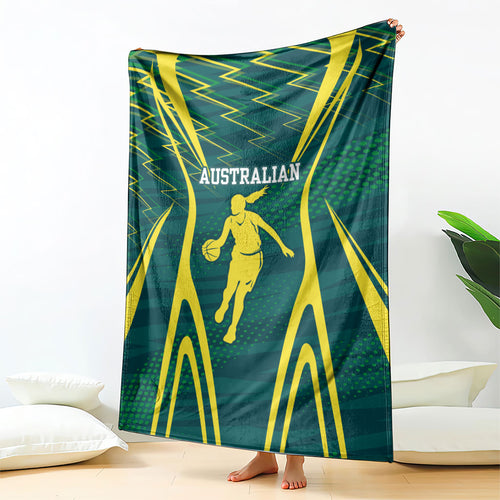 Australian Opals Basketball Blanket Iconic Green And Gold Silhouette With Sharp Abstract Graphics
