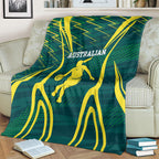 Australian Opals Basketball Blanket Iconic Green And Gold Silhouette With Sharp Abstract Graphics
