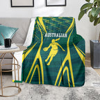 Australian Opals Basketball Blanket Iconic Green And Gold Silhouette With Sharp Abstract Graphics