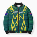 Australian Opals Basketball Bomber Puffer Jacket Iconic Green And Gold Silhouette With Sharp Abstract Graphics