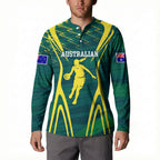 Australian Opals Basketball Button Sweatshirt Iconic Green And Gold Silhouette With Sharp Abstract Graphics