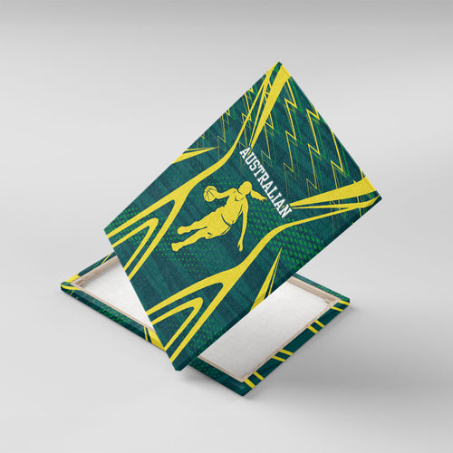 Australian Opals Basketball Canvas Wall Art Iconic Green And Gold Silhouette With Sharp Abstract Graphics