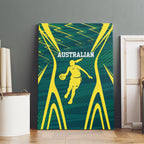 Australian Opals Basketball Canvas Wall Art Iconic Green And Gold Silhouette With Sharp Abstract Graphics