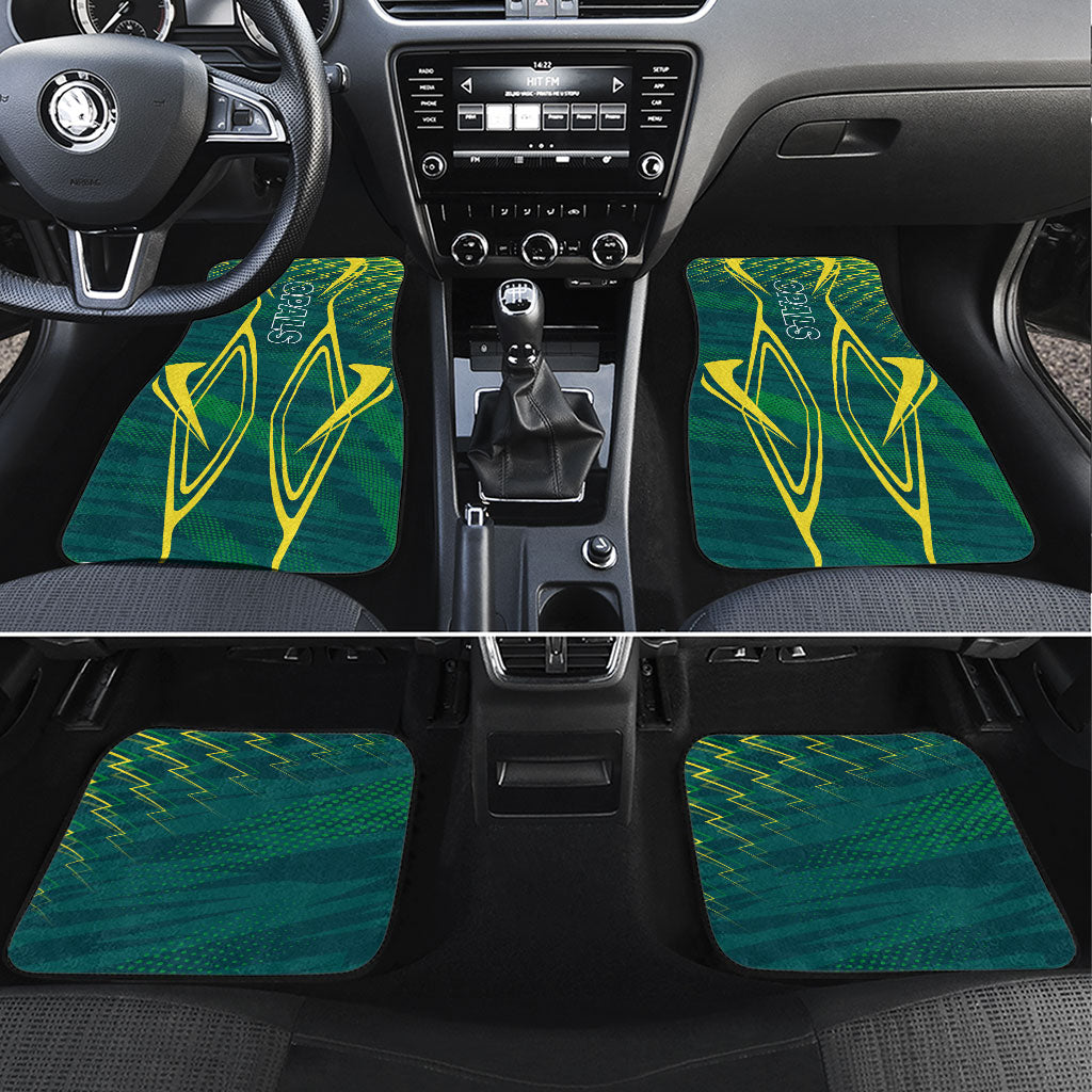 Australian Opals Basketball Car Mats Iconic Green And Gold Silhouette With Sharp Abstract Graphics