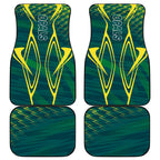 Australian Opals Basketball Car Mats Iconic Green And Gold Silhouette With Sharp Abstract Graphics
