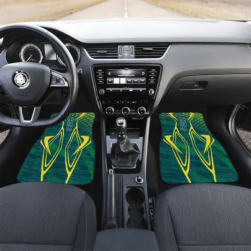 Australian Opals Basketball Car Mats Iconic Green And Gold Silhouette With Sharp Abstract Graphics