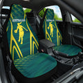 Australian Opals Basketball Car Seat Cover Iconic Green And Gold Silhouette With Sharp Abstract Graphics
