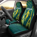 Australian Opals Basketball Car Seat Cover Iconic Green And Gold Silhouette With Sharp Abstract Graphics