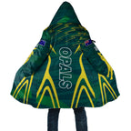 Australian Opals Basketball Cloak Iconic Green And Gold Silhouette With Sharp Abstract Graphics