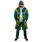 Australian Opals Basketball Cloak Iconic Green And Gold Silhouette With Sharp Abstract Graphics