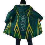 Australian Opals Basketball Cloak Iconic Green And Gold Silhouette With Sharp Abstract Graphics