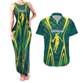 Australian Opals Basketball Couples Matching Tank Maxi Dress and Hawaiian Shirt Iconic Green And Gold Silhouette With Sharp Abstract Graphics