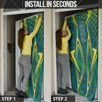 Australian Opals Basketball Door Cover Iconic Green And Gold Silhouette With Sharp Abstract Graphics