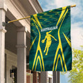 Australian Opals Basketball Garden Flag Iconic Green And Gold Silhouette With Sharp Abstract Graphics