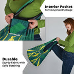 Australian Opals Basketball Grocery Bag Iconic Green And Gold Silhouette With Sharp Abstract Graphics
