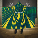 Australian Opals Basketball Hooded Blanket Iconic Green And Gold Silhouette With Sharp Abstract Graphics